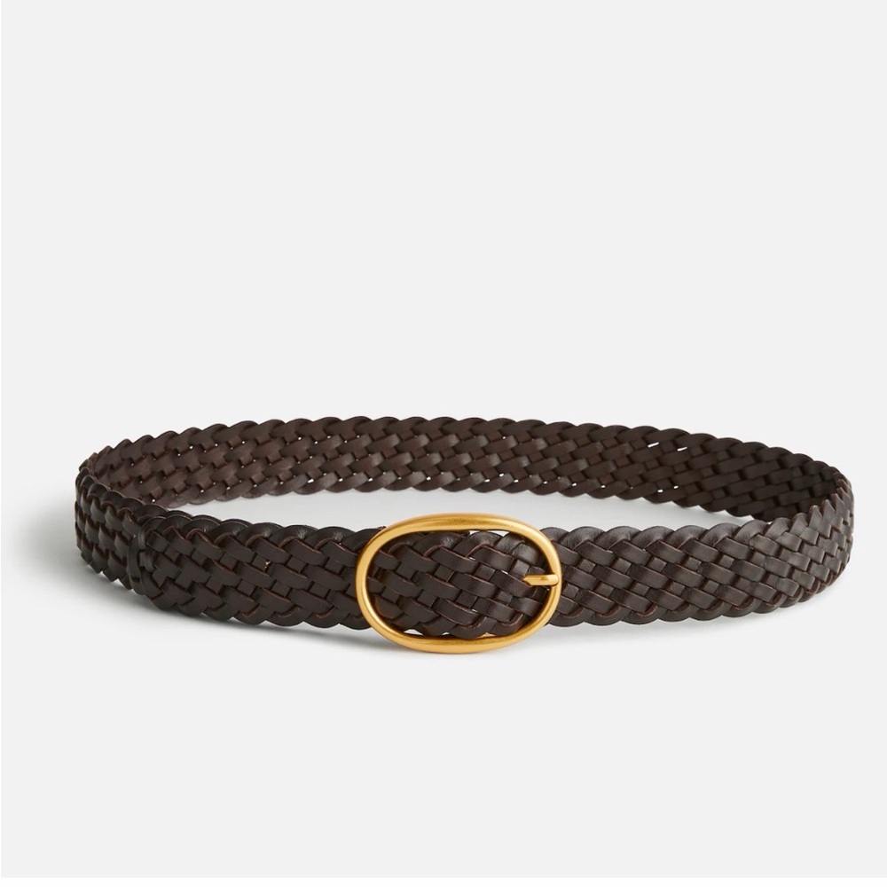 (NWT) Madewell women’s oval buckle woven belt. Dark brown. XXS-S